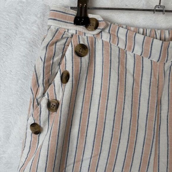 American Eagle Linen Blend High-Waisted Side Button Culottes Lined Size Medium - Picture 3 of 13
